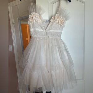 Cream Tulle Dress with Floral